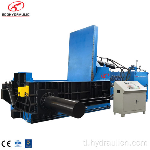 Hydraulic scrap metal steel recycling square baler equipment.